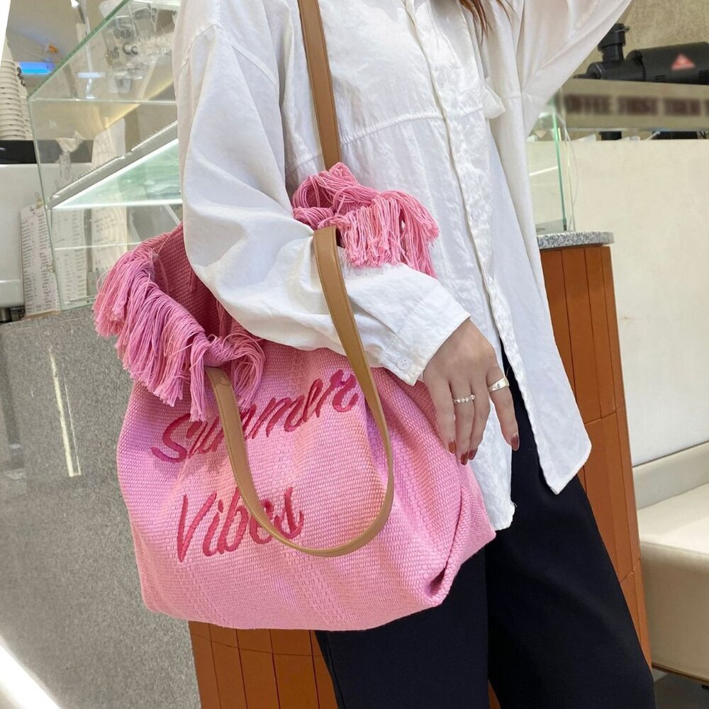 Pink Casual Women's Lightweight Large Capacity Tote Bag - Picture 2 of 3